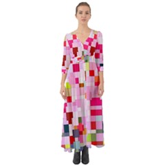 The Framework Paintings Square Button Up Boho Maxi Dress