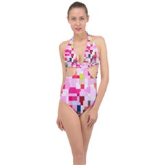 The Framework Paintings Square Halter Front Plunge Swimsuit by Sapixe