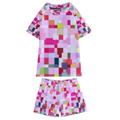 The Framework Paintings Square Kids  Swim Tee And Shorts Set by Sapixe