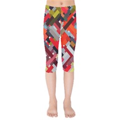 Maze Mazes Fabric Fabrics Color Kids  Capri Leggings  by Sapixe