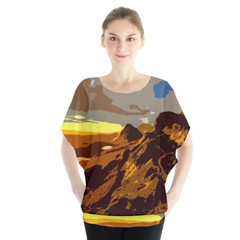 Scotland Monti Mountains Mountain Batwing Chiffon Blouse by Sapixe