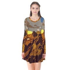 Scotland Monti Mountains Mountain Long Sleeve V-neck Flare Dress