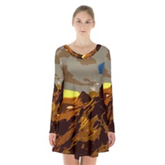 Scotland Monti Mountains Mountain Long Sleeve Velvet V-neck Dress by Sapixe