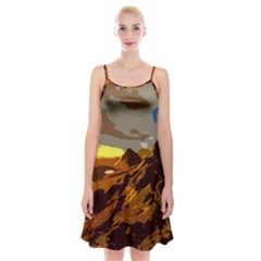 Scotland Monti Mountains Mountain Spaghetti Strap Velvet Dress by Sapixe