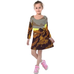 Scotland Monti Mountains Mountain Kids  Long Sleeve Velvet Dress by Sapixe