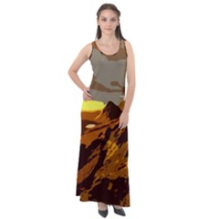 Scotland Monti Mountains Mountain Sleeveless Velour Maxi Dress