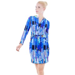 Color Colors Abstract Colorful Button Long Sleeve Dress by Sapixe