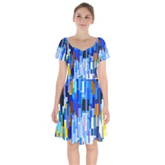 Color Colors Abstract Colorful Short Sleeve Bardot Dress