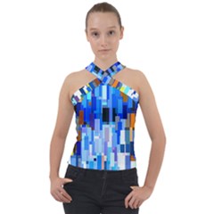 Color Colors Abstract Colorful Cross Neck Velour Top