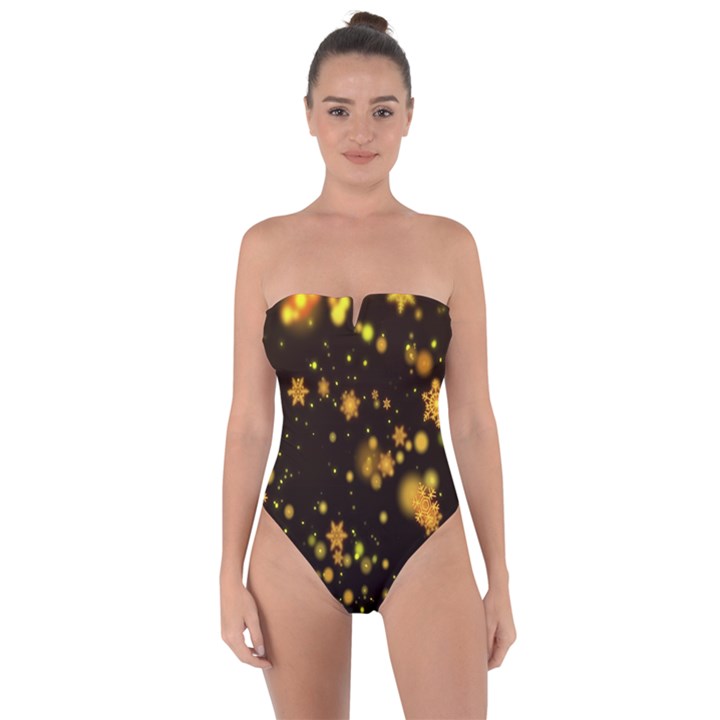 Background Black Blur Colorful Tie Back One Piece Swimsuit