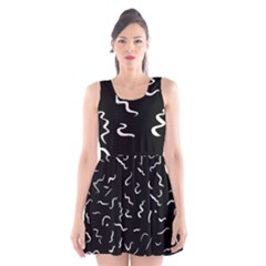 Scribbles Lines Drawing Picture Scoop Neck Skater Dress