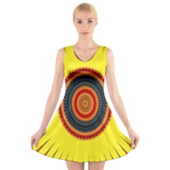 Art Decoration Wallpaper Bright V-Neck Sleeveless Dress