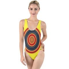 Art Decoration Wallpaper Bright High Leg Strappy Swimsuit