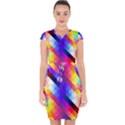 Abstract Background Colorful Pattern Capsleeve Drawstring Dress  View1