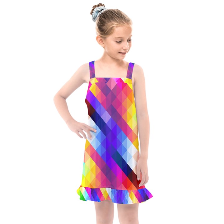 Abstract Background Colorful Pattern Kids  Overall Dress