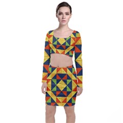 Background Geometric Color Top And Skirt Sets by Sapixe