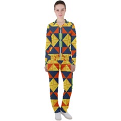 Background Geometric Color Casual Jacket And Pants Set by Sapixe