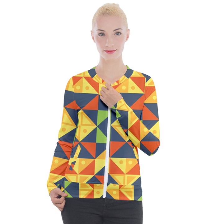 Background Geometric Color Casual Zip Up Jacket