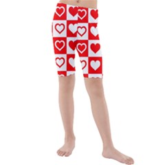 Background Card Checker Chequered Kids  Mid Length Swim Shorts by Sapixe