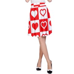 Background Card Checker Chequered A-line Skirt by Sapixe