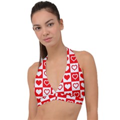 Background Card Checker Chequered Halter Plunge Bikini Top by Sapixe