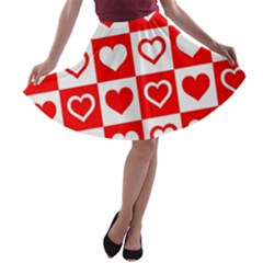 Background Card Checker Chequered A-line Skater Skirt by Sapixe