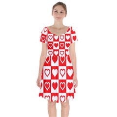 Background Card Checker Chequered Short Sleeve Bardot Dress by Sapixe