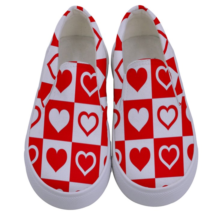 Background Card Checker Chequered Kids  Canvas Slip Ons