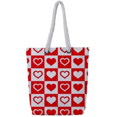 Background Card Checker Chequered Full Print Rope Handle Tote (small) by Sapixe