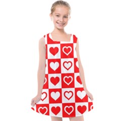 Background Card Checker Chequered Kids  Cross Back Dress by Sapixe