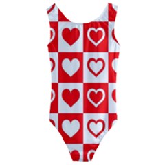 Background Card Checker Chequered Kids  Cut-out Back One Piece Swimsuit by Sapixe