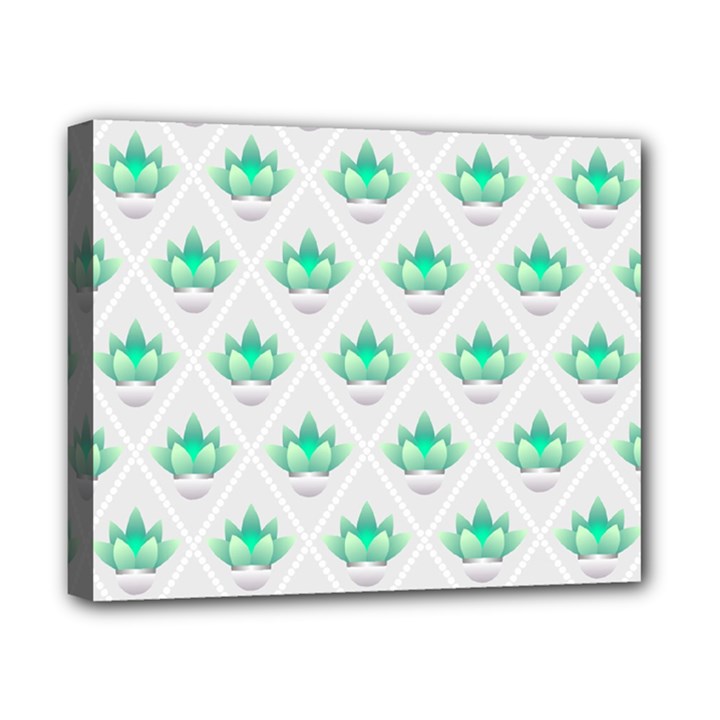 Plant Pattern Green Leaf Flora Canvas 10  x 8  (Stretched)