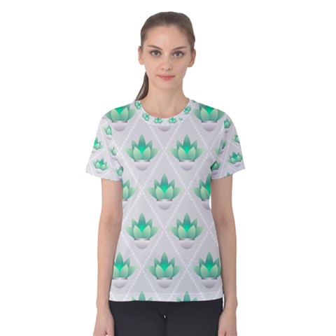 Plant Pattern Green Leaf Flora Women s Cotton Tee by Sapixe