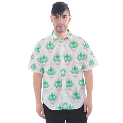 Plant Pattern Green Leaf Flora Men s Short Sleeve Shirt by Sapixe