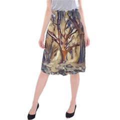 Tree Forest Woods Nature Landscape Midi Beach Skirt by Sapixe