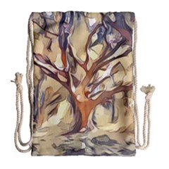 Tree Forest Woods Nature Landscape Drawstring Bag (large) by Sapixe