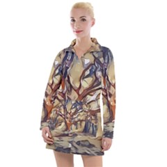 Tree Forest Woods Nature Landscape Women s Long Sleeve Casual Dress