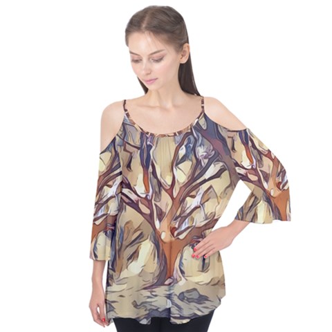 Tree Forest Woods Nature Landscape Flutter Tees by Sapixe