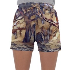 Tree Forest Woods Nature Landscape Sleepwear Shorts by Sapixe