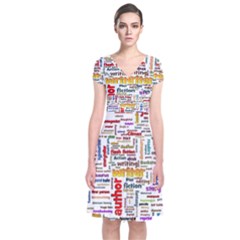 Writing Author Motivation Words Short Sleeve Front Wrap Dress