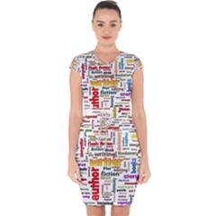 Writing Author Motivation Words Capsleeve Drawstring Dress  by Sapixe