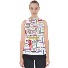 Writing Author Motivation Words Mock Neck Shell Top by Sapixe