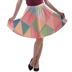 Background Geometric Triangle A-line Skater Skirt by Sapixe