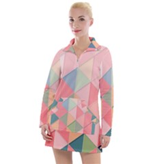 Background Geometric Triangle Women s Long Sleeve Casual Dress