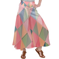 Background Geometric Triangle Satin Palazzo Pants by Sapixe