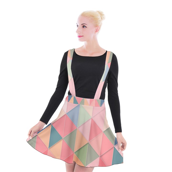 Background Geometric Triangle Suspender Skater Skirt