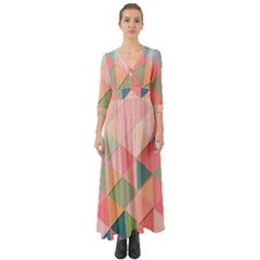 Background Geometric Triangle Button Up Boho Maxi Dress by Sapixe