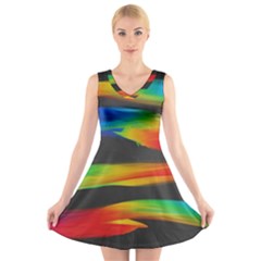 Colorful Background V-neck Sleeveless Dress by Sapixe