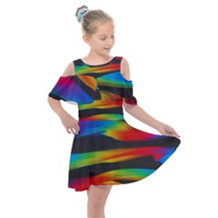 Colorful Background Kids  Shoulder Cutout Chiffon Dress by Sapixe