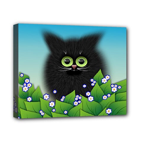 Kitten Black Furry Illustration Canvas 10  X 8  (stretched) by Sapixe